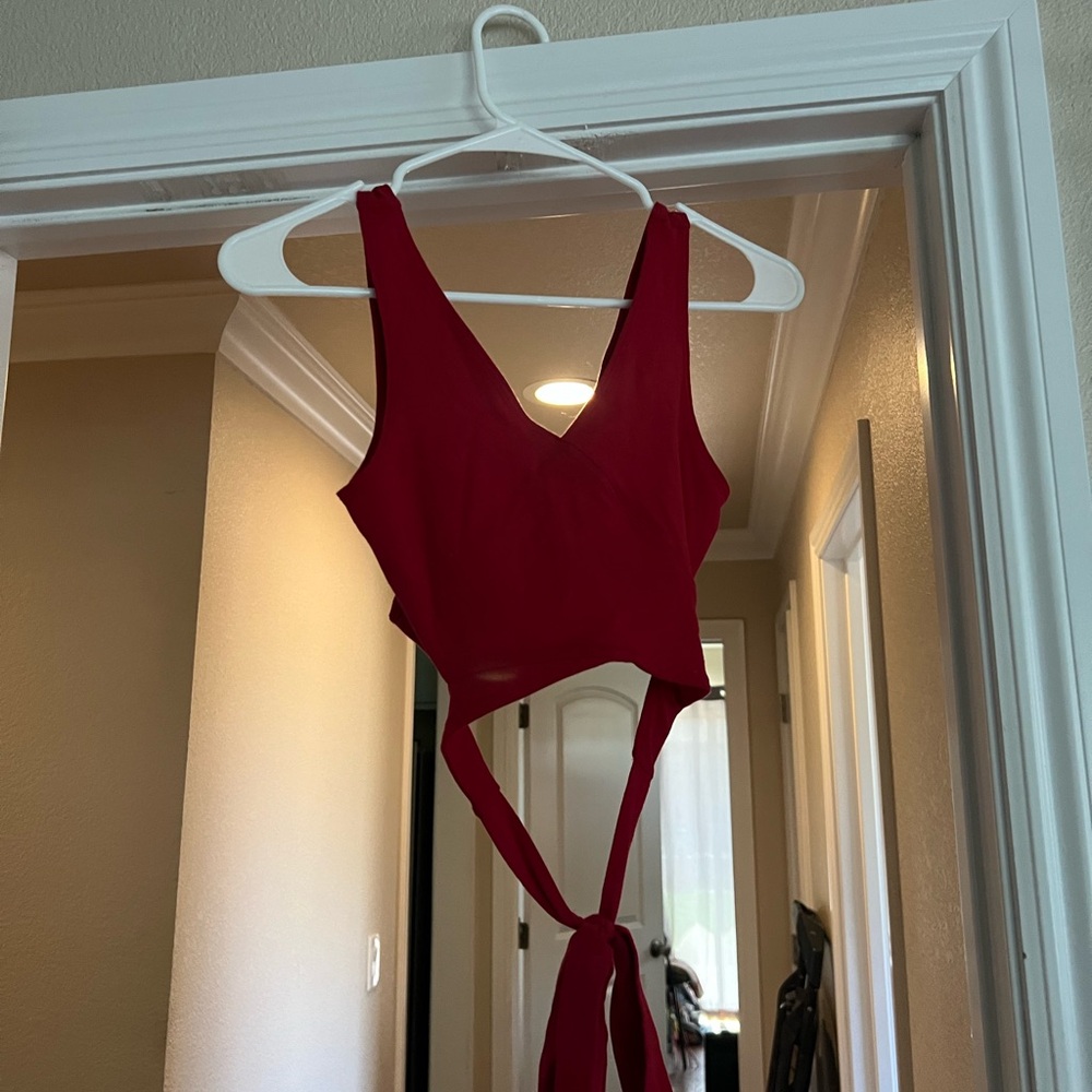 Red Tie-Front Crop Top